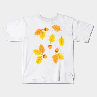 Autumn oak leaf and acorn pattern Kids T-Shirt